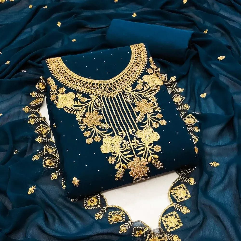 প্রিমিয়াম জর্জেট এমব্রয়ডারি থ্রি -পিস